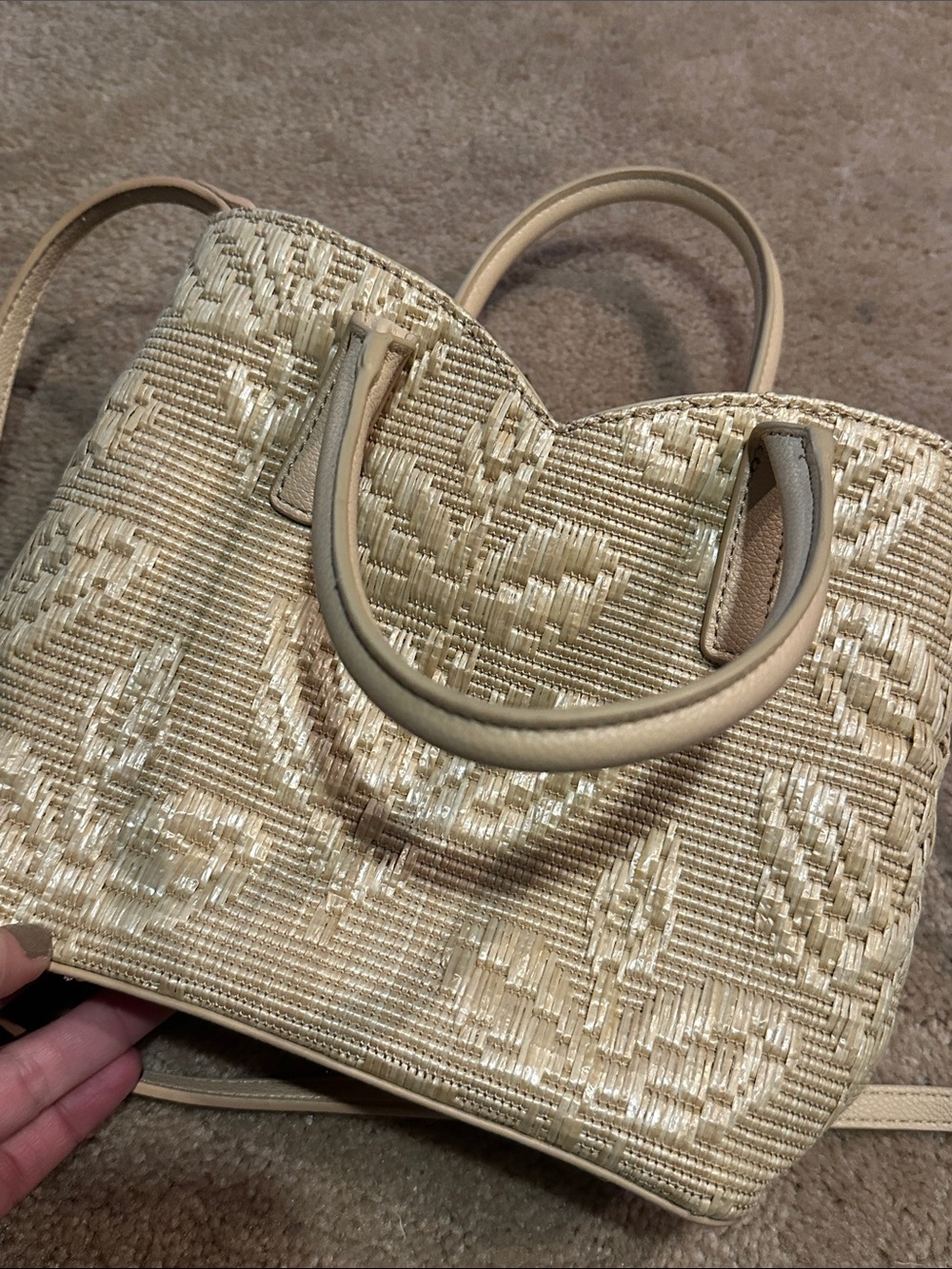 Woven LC Tote Bag in Beige